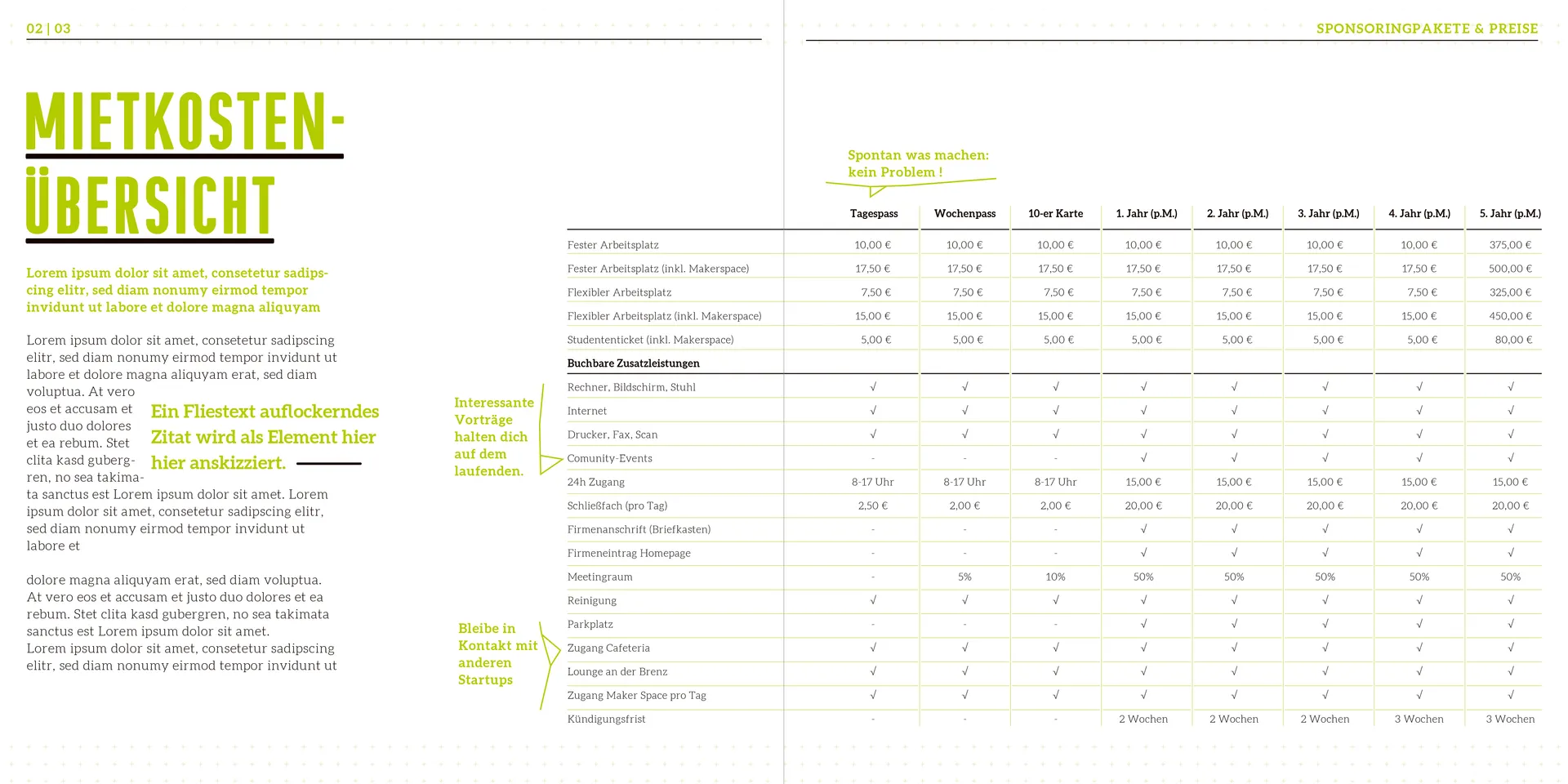 Dock 33 brochure design spread