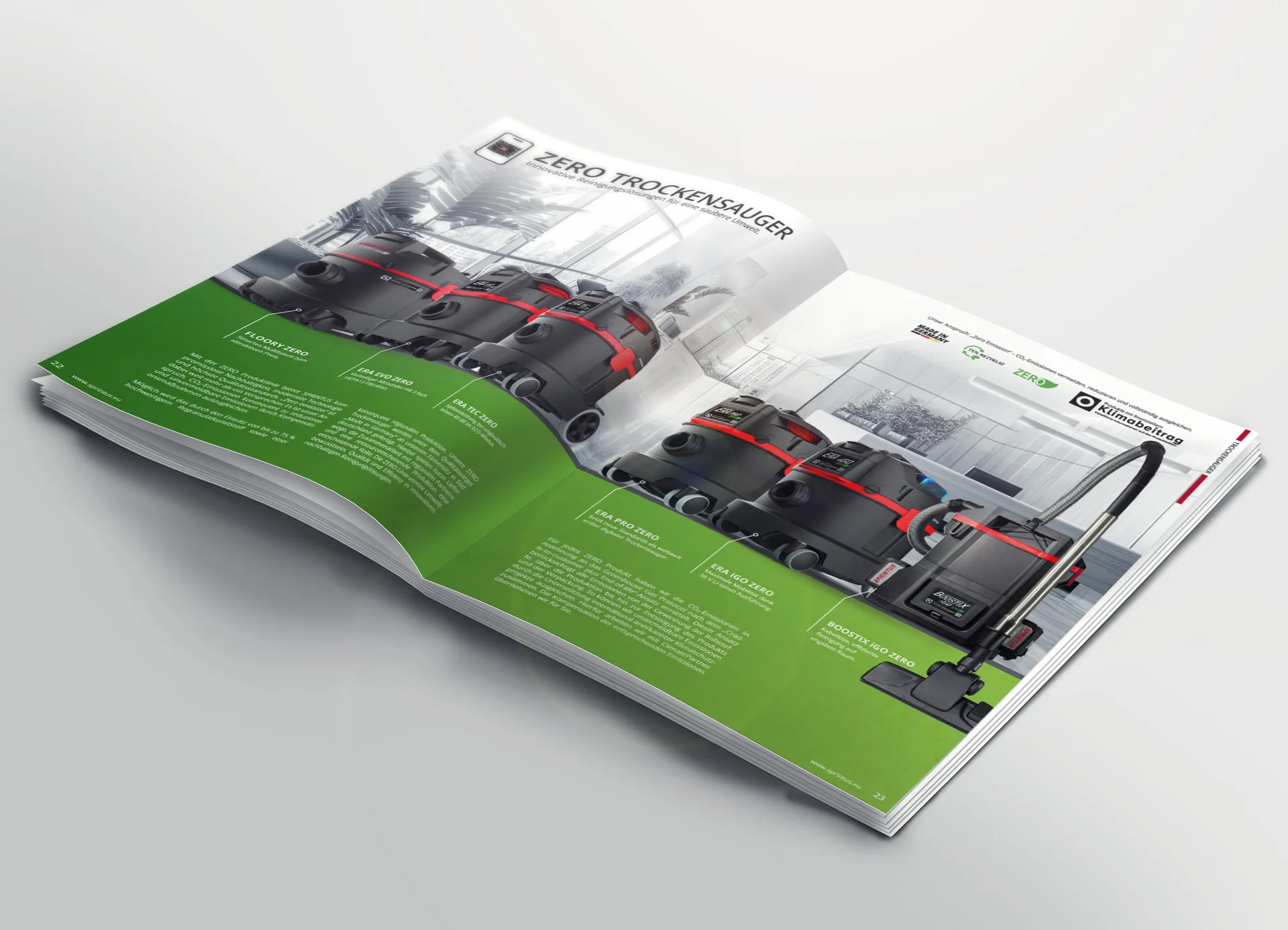 Open Main Catalogue 2026 showing the ZERO dry vacuum cleaner product range