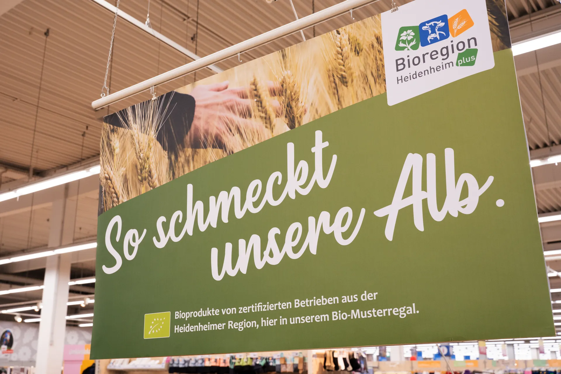 Point-of-sale campaign image for Bio-Musterregion Heidenheim Plus